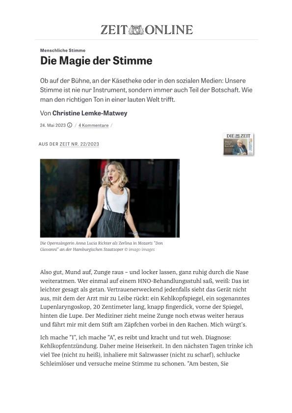 Die Magie der Stimme Artikel die Zeit Gunda Hofmann